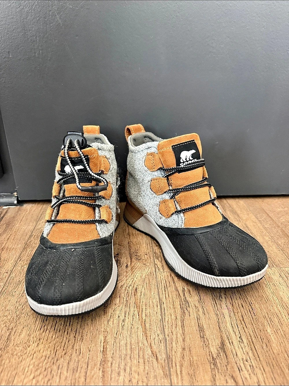 Sorel Explorer Joan Waterproof Boot Black & Orange